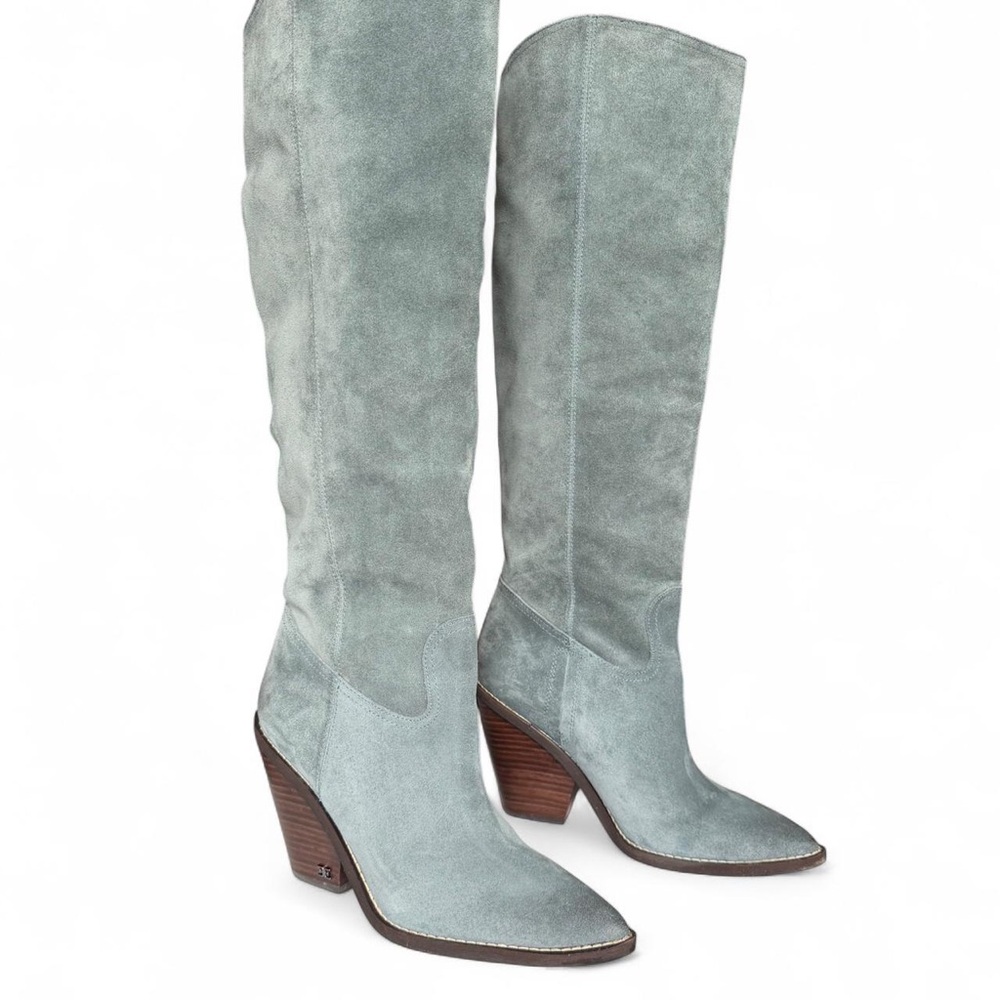 Sam Edelman Suede Western Tall Boots – Indigo Grey Iris – Size 7.5